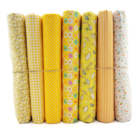 Набір тканини з бавовни "У жовтих тонах" 50х50 см, 7 шт