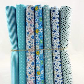 Набор ткани из хлопка "В голубых тонах" 50х50 см, 7 шт