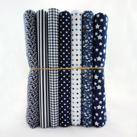 Набір тканини з бавовни "У синіх тонах" 50х50 см, 7 шт