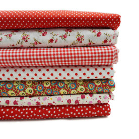Набір тканини з бавовни "В червоних тонах" 50х50 см, 7 шт
