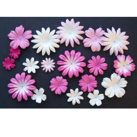 Набор цветов в розово-белых тонах 100 шт. из тутовой бумаги