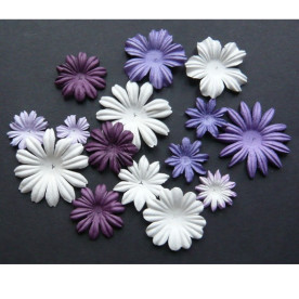 Набор цветов фиолетово-белых тонов 100 шт. из тутовой бумаги