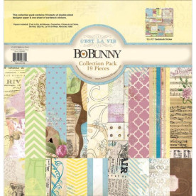 Набір паперу C'est La Vie, 30х30 см, 18 аркушів + наклейки від Bo Bunny