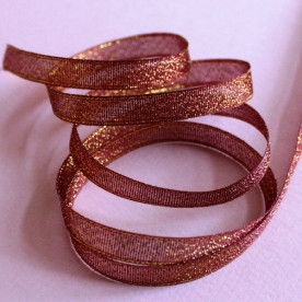 Блискуча стрічка бордового кольору, ширина 10 мм, довжина 90 см