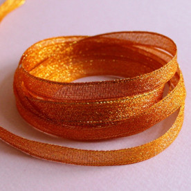 Блискуча стрічка помаранчевого кольору, ширина 10 мм, довжина 90 см