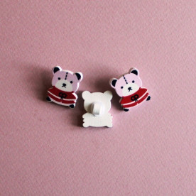 Дерев'яний гудзик "Ведмедик", рожевий, 1 шт, 23х19 мм