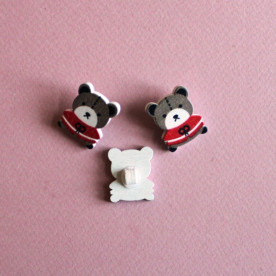 Дерев'яний гудзик "Ведмедик", коричневий, 1 шт, 23х19 мм