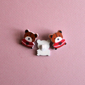 Дерев'яний гудзик "Ведмедик", світло-коричневий, 1 шт, 23х19 мм