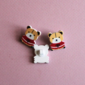 Деревянная пуговка "Мишка", светло-бежевый, 1 шт, 23х19 мм