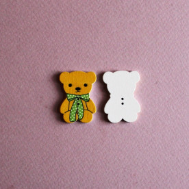 Дерев'яний гудзик "Ведмедик" жовтого кольору, 1 шт, 32х23 мм