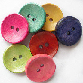 Набор деревянных разноцветных пуговок, 10 шт, диаметр 20 мм