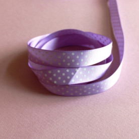 Репсовая ленточка сиреневого цвета в горошек, ширина 16 мм, длина 90 см
