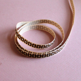 Репсова стрічка коричневого кольору з принтом "Ромб", ширина 10 мм, довжина 90 см