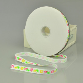 Репсова стрічка з принтом "Апельсин", ширина 16 мм, довжина 90 см