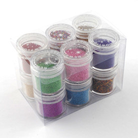 Набор микробисера различных цветов, 12 бутылочек, 96х65х70 мм