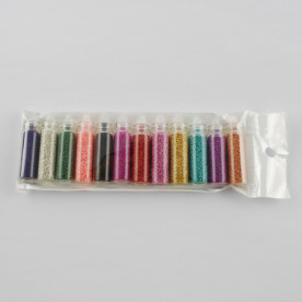 Набор микробисера различных цветов, 12 бутылочек