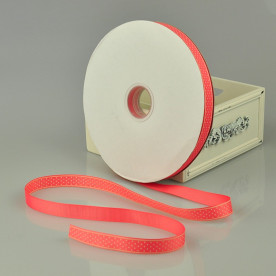 Репсовая ленточка кораллового цвета со звездочками, ширина 16 мм, длина 90 см