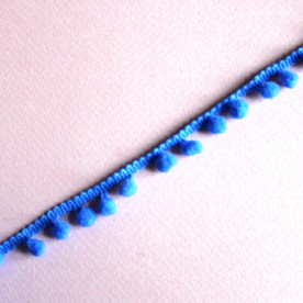 Стрічка з помпонами синього кольору, 8 мм, 90 см