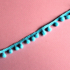 Лента с помпонами голубого цвета, 8 мм, 90 см