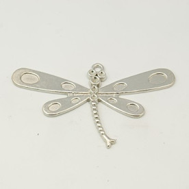 Металева підвіска "Стрекоза", колір срібло, 1 шт, 64х32 мм