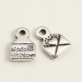 Металлическая подвеска "Конвертик", цвет античное серебро, 10 шт, 12х7 мм