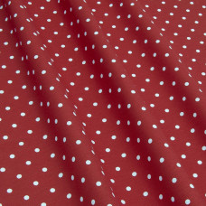 Декоративная ткань Белый горох на красном, 50х55 см, 50% хлопок, плотность 160 г/м2