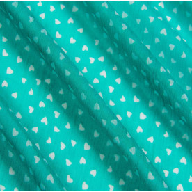 Шифон євро, Серденька, бірюзовий, щільність 68, 45х50 см, поліестер 100%