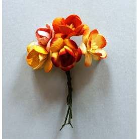 Набор декоративных цветков вишни в разных тонах оранжевого цвета 5 шт.