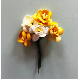 Набір декоративних квіток вишні в різних тонах жовтого кольору 5 шт.