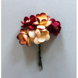 Набор декоративных цветков вишни в разных тонах бордового цвета 5 шт.