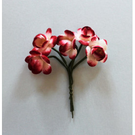 Набір декоративних квіток вишні тонах червоно-білого кольору 5 шт.
