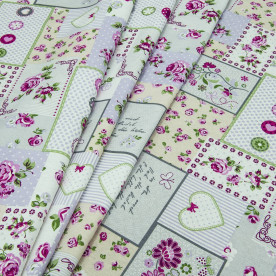 Декоративна тканина Лонет, кемайл, бузковий, молочний, 50% бавовна, 167 г / м2, 50х70 см