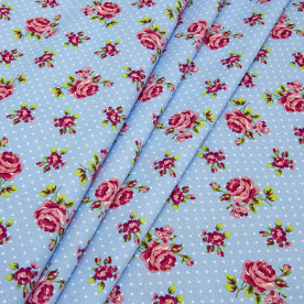 Декоративная ткань, лонета кемайл, голубой, хлопок 50%, 167г/м, 50x70