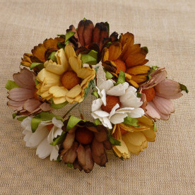Набір з 5 декоративних квіток хризантеми в коричневих тонах