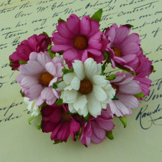 Набор из 5 декоративных цветков хризантемы 45 мм в розовых тонах