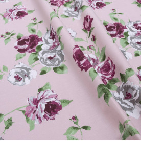 Тканина рогожка набивна, Роза, щільність 165, 50х50 см, бавовна 100%