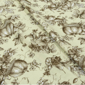 Ткань рогожка набивная, Тыква, плотность 165, 50х50 см, хлопок 100%