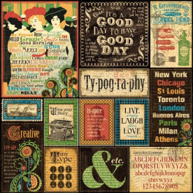 Двусторонняя скрапбумага Typograhpy 30x30 от Graphic 45