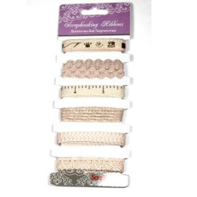 Набір бавовняних стрічок 6 шт., 1 м рожево-бежевий від Scrapberry's