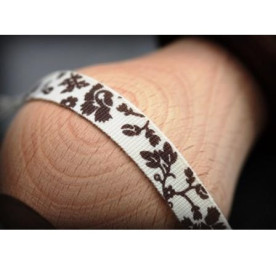 Стрічка з коричневим принтом 1 см 2 м біла від Scrapberry's