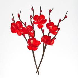 Набор тканевых цветов вишни, красные, 2 веточки от Scrapberry's