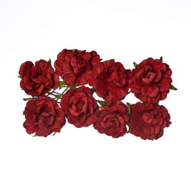 Набір кучерявих трояндочок 25 мм 8 шт. бордового кольору від Scrapberry's