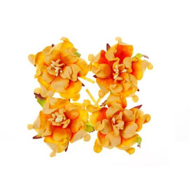 Набор из 4 декоративных цветков гардений сливочно-оранжевого цвета 5 см