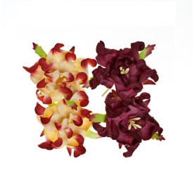 Набір з 4 декоративних квіток гарденій бордового і вершково-бордового кольору 5 см