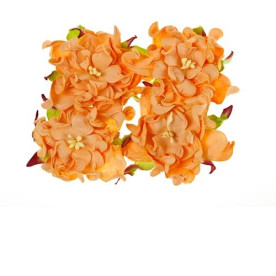 Набор из 4 декоративных цветков гардений персикового цвета 7 см