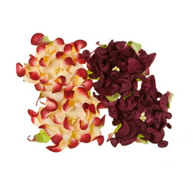 Набір з 4 декоративних квіток гарденій Бодов і вершково-бордового кольору 7 см