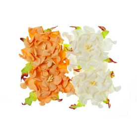 Набор из 4 декоративных цветков гардений персикового и белого цвета 7 см