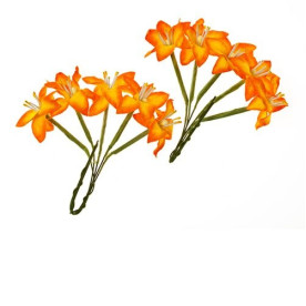 Набор 10  цветков лилии желто-оранжевого цвета