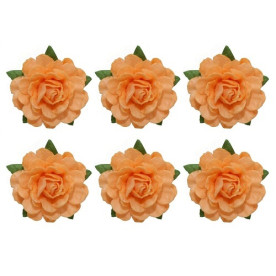 Набор 6 декоративных чайных роз оранжевого цвета, 18 мм
