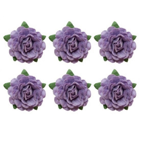 Набор 6 декоративных чайных роз фиолетового цвета, 18 мм